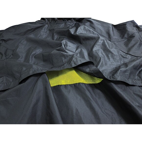 Russell Athletic Men's Large Zip Rain Jacket Run Windbreaker Black Green Hood - Picture 8 of 11